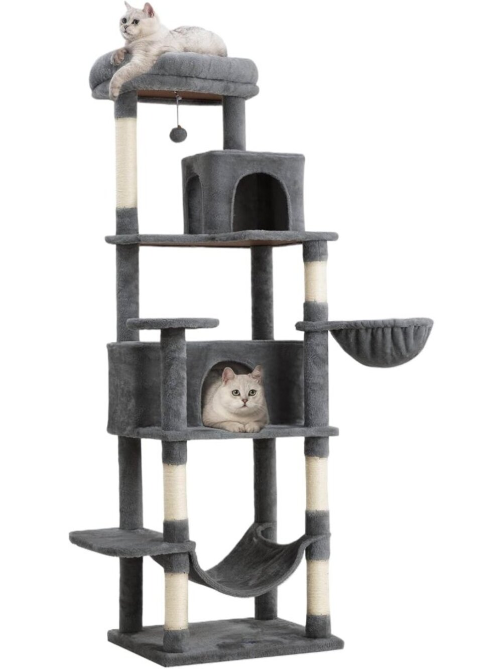 69-Inch Multi-Level Cat Tree with Plush Condos, Hammock, Scratching Posts